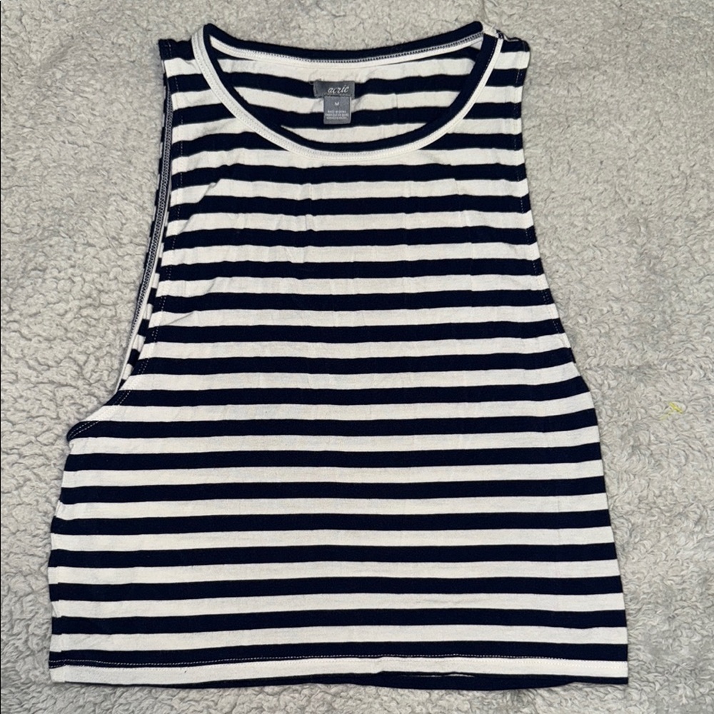 Aerie Blue and White Crop Tank Top Relaxed Fit